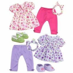 TeamsonUS New Sophia's 8 Pc Set Outfit, Headband And Shoes For Two 15" Dolls