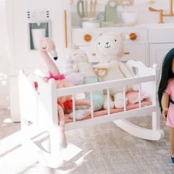 TeamsonUS Sophia's White Baby Doll Cradle Furniture Set For 15" Dolls