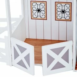 TeamsonUS Teamson Kids Dreamland Farm Dollhouse With 14 Accessories, White/Gray