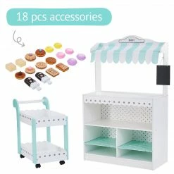 TeamsonUS Teamson Kids My Dream Bakery Shop, Treat Stand And Dessert Cart, White
