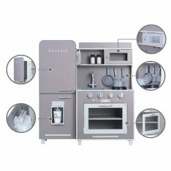 TeamsonUS Teamson Kids Little Chef Mayfair Classic Kids Kitchen Playset With 11 Accessories, Gray