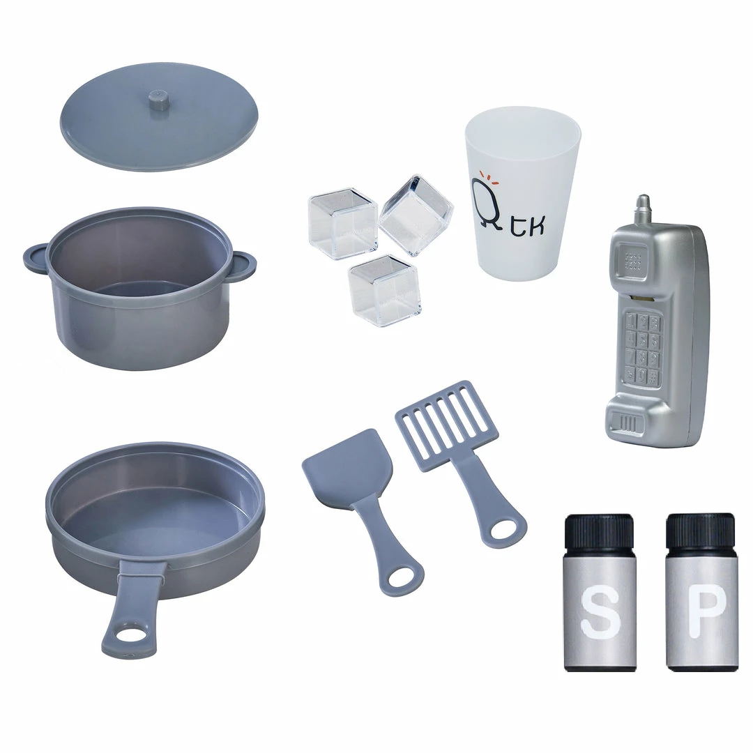 TeamsonUS Teamson Kids Little Chef Mayfair Classic Kids Kitchen Playset With 11 Accessories, Gray