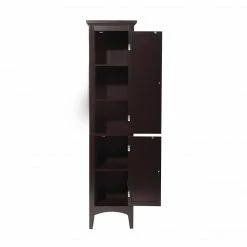 TeamsonUS Teamson Home Glancy Wooden Tall Tower Cabinet With Storage, Dark Brown