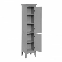 TeamsonUS Teamson Home Glancy Wooden Linen Tower Cabinet With Storage, Gray