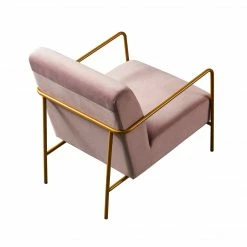 TeamsonUS Teamson Home Chelsea Armchair With Gold-Finished Metal Legs, Mauve