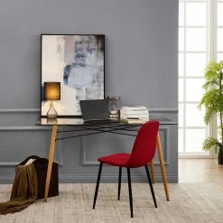 TeamsonUS Teamson Home Sarah 15" Modern Metal Table Lamp With Touch Switch And Black Shade, Brushed Steel