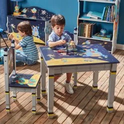 TeamsonUS Fantasy Fields Kids Painted Wooden Outer Space Table, Gray/Blue