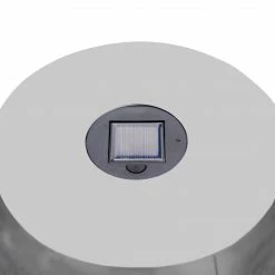 TeamsonUS Teamson Home Decorative Outdoor Side Table Planter Stand With Solar Powered LED Light, Silver New