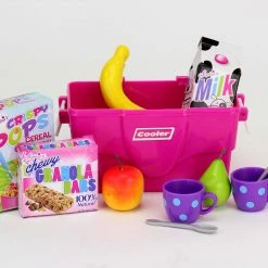 TeamsonUS Sophia's Cooler, Mugs And Grocery Food Set For 18'' Dolls, Hot Pink Kids