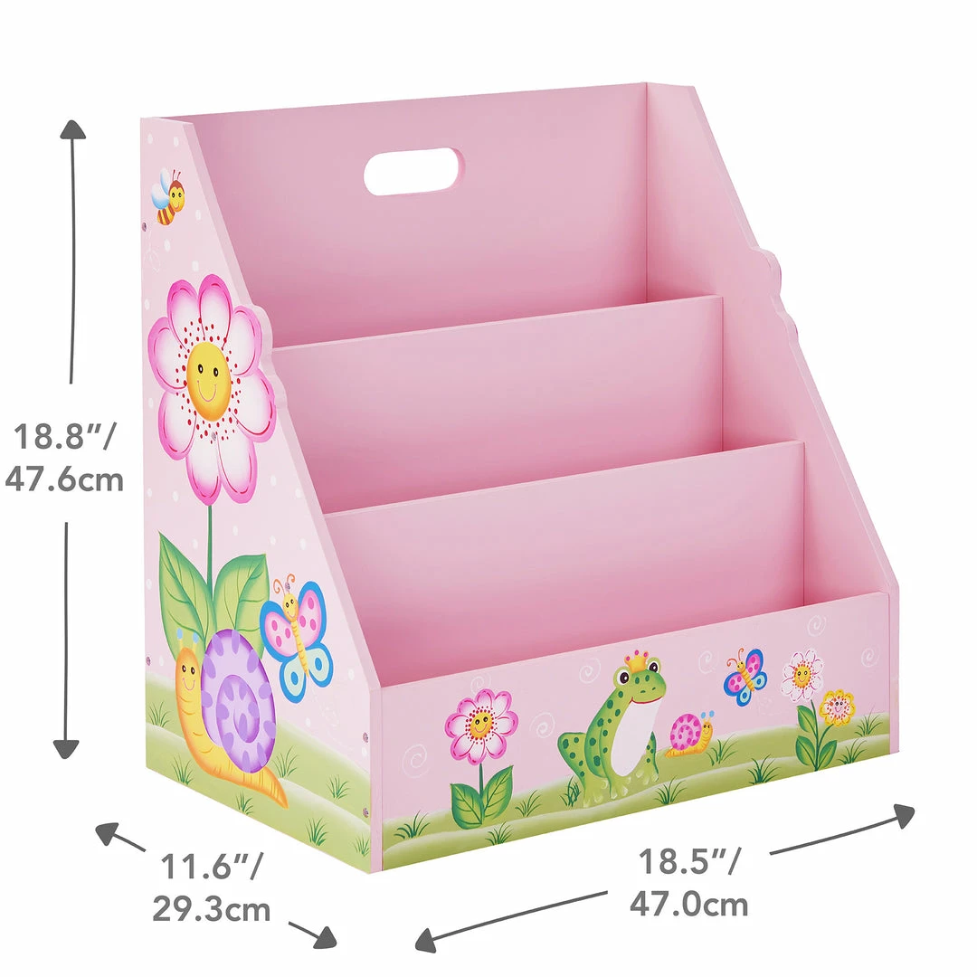 TeamsonUS Fantasy Fields Kids Painted Wooden Magic Garden 3-Tiered Bookshelf, Pink