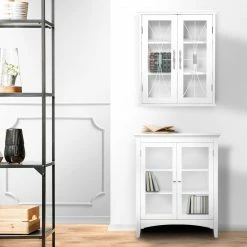 TeamsonUS Teamson Home Delaney Removable Wooden Wall Cabinet With 2 Doors, White