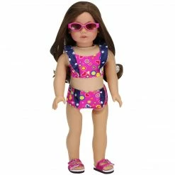 TeamsonUS Kids Sophia's 18" Doll Swimsuit Set, Hot Pink