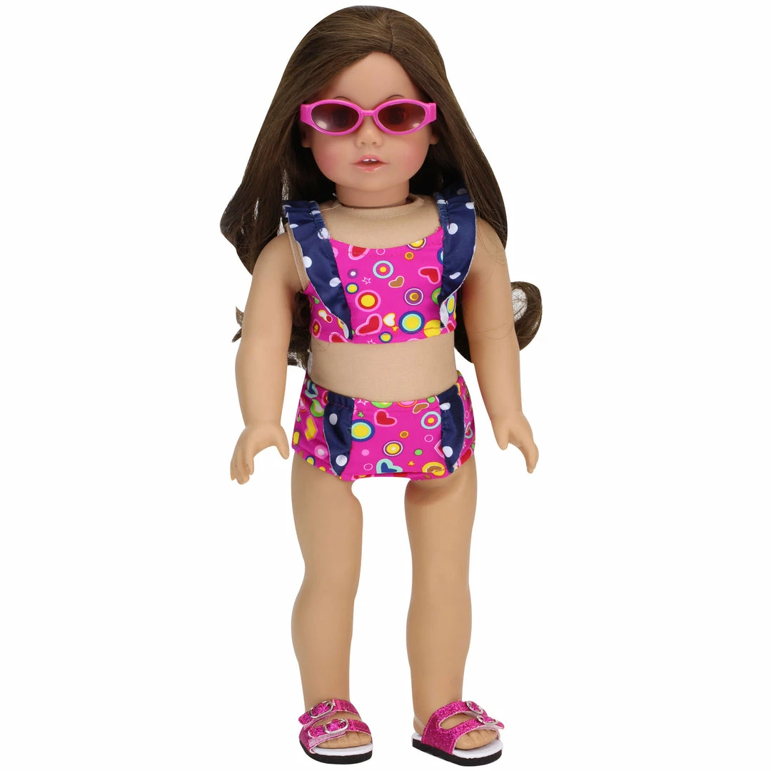 TeamsonUS Kids Sophia's 18" Doll Swimsuit Set, Hot Pink