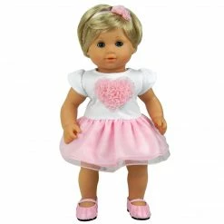 TeamsonUS Sophia's Heart Dress And Headband Outfit For 15'' Dolls, White/Pink Kids