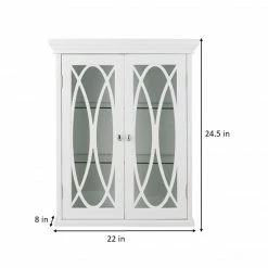 TeamsonUS Teamson Home Florence 2 Door Wooden Wall Cabinet With Adjustable Shelves, White