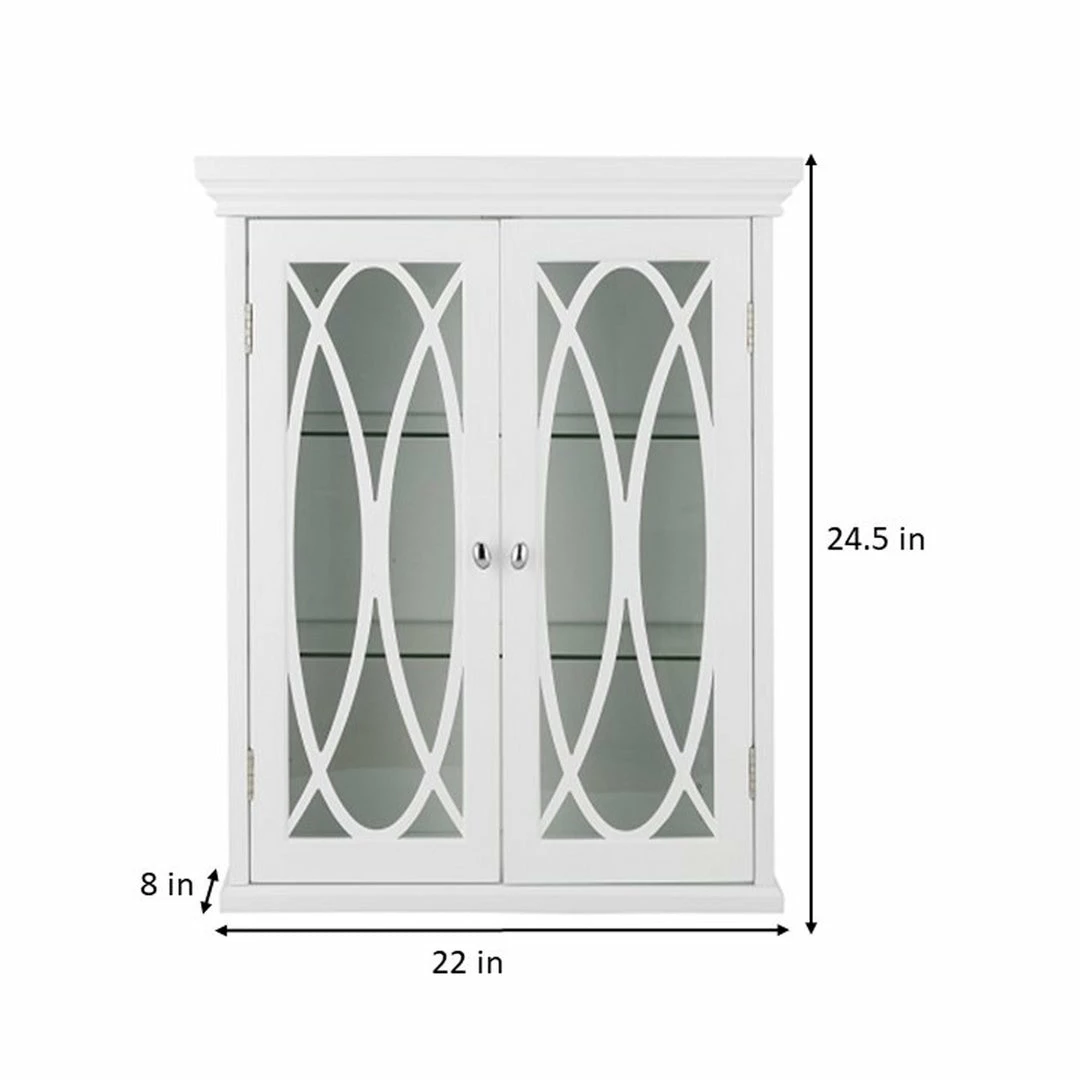 TeamsonUS Teamson Home Florence 2 Door Wooden Wall Cabinet With Adjustable Shelves, White