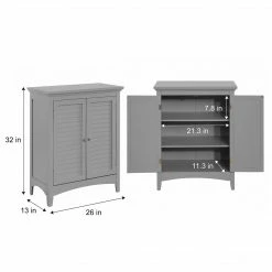 TeamsonUS Teamson Home Glancy Wooden Floor Cabinet With Shutter Doors And Adjustable Shelves, Gray New