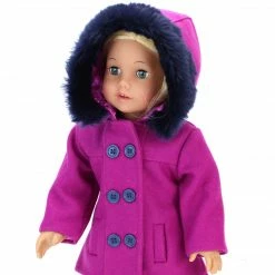 TeamsonUS Sophia's 3 Piece Peacoat, Leggings And Boots Set For 18'' Dolls, Magenta Kids