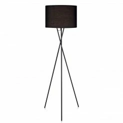 TeamsonUS Teamson Home Cara 62" Modern Metal Tripod Floor Lamp With Drum Shade, Black