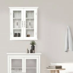 TeamsonUS Teamson Home Delaney Removable Wooden Wall Cabinet With 2 Doors, White