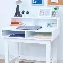 TeamsonUS New Fantasy Fields Wooden Play Writing Desk With Storage And Chair Set, White