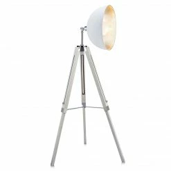 TeamsonUS Teamson Home Fascino 63" Industrial Metal Tripod Floor Lamp With Dish Shade, White