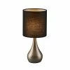 TeamsonUS Teamson Home Sarah 15" Modern Metal Table Lamp With Touch Switch And Black Shade, Brushed Steel