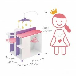 TeamsonUS Olivia's Little World Kids Little Princess Baby Doll Changing Station With Storage, White/Purple