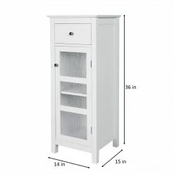 TeamsonUS Teamson Home Connor Floor Cabinet With Adjustable Shelf And Storage Drawer, White