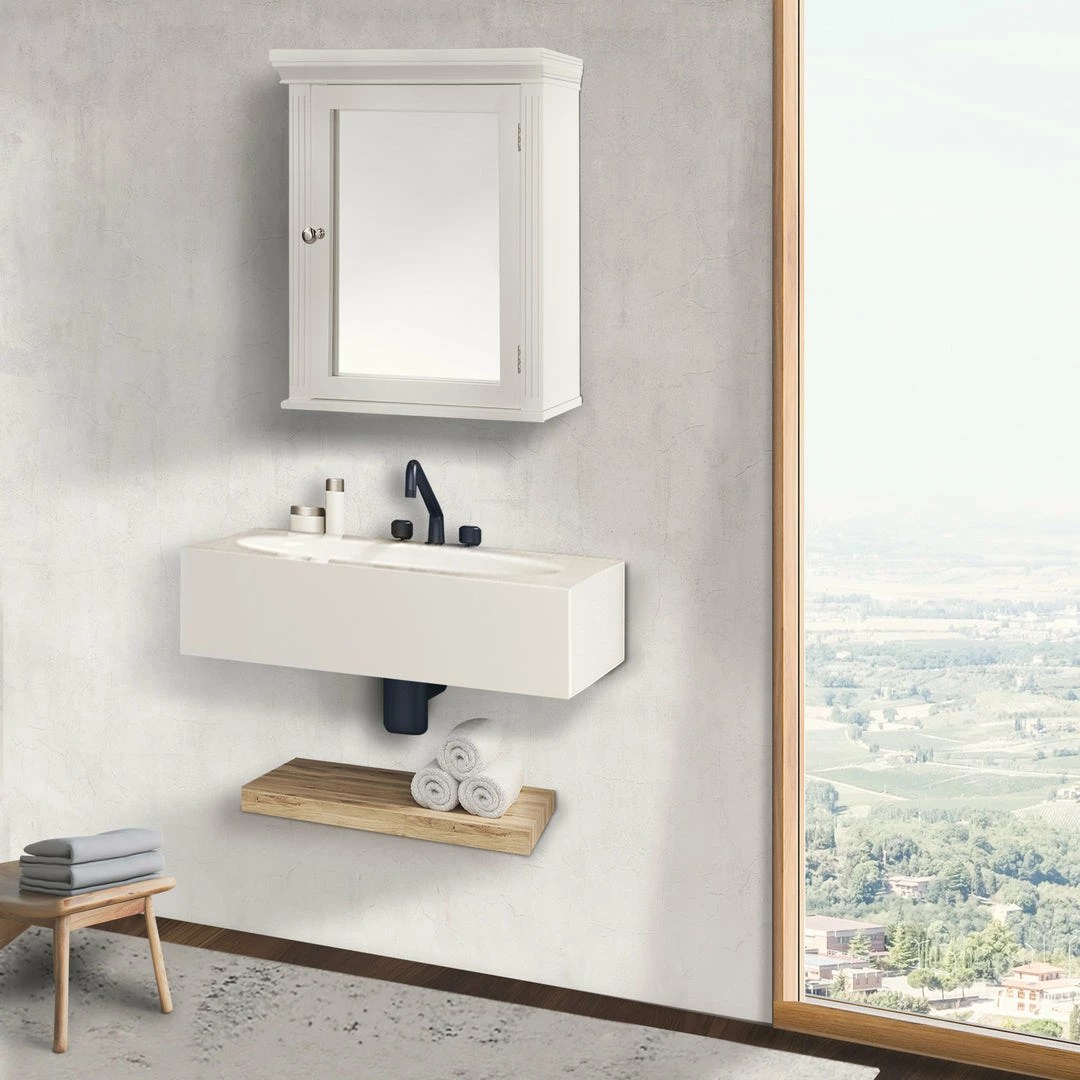 TeamsonUS Teamson Home Removable Wooden Medicine Cabinet With Crown Molded Top, White