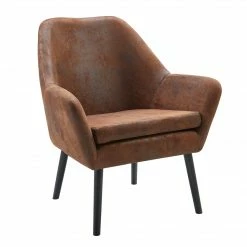 TeamsonUS Teamson Home Divano Armchair With Aged Fabric And Solid Wood Legs, Brown