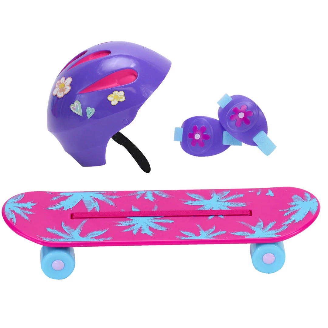 TeamsonUS Sophia's Skateboard, Helmet And Knee Pads Set For 18" Dolls, Multicolor Kids