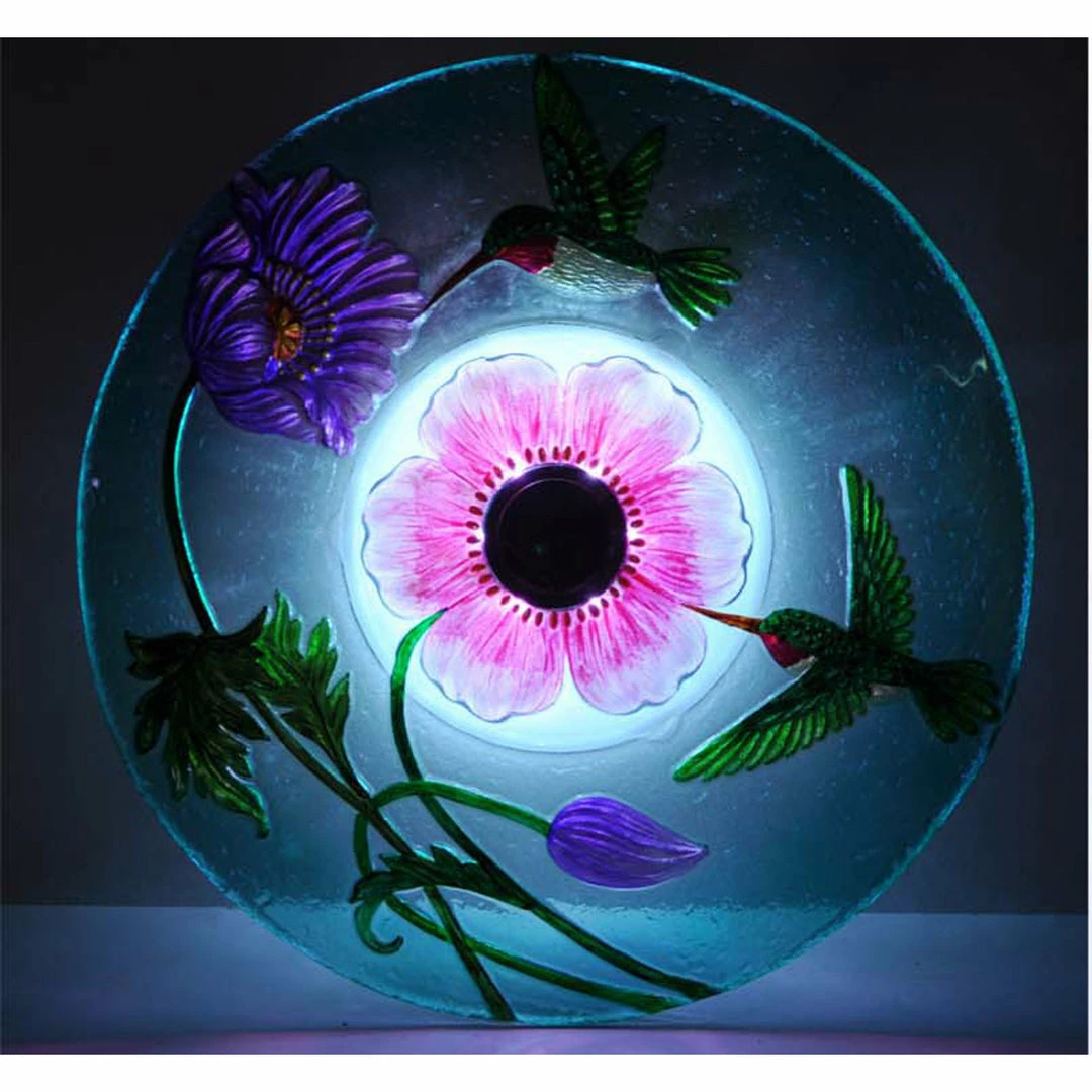 TeamsonUS Teamson Home 18" Hummingbird Glass Solar Bird Bath