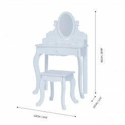 TeamsonUS Fantasy Fields Little Princess Rapunzel Vanity With Mirror, Drawers And Stool, White New