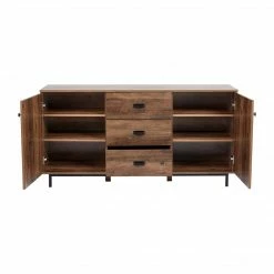 TeamsonUS Teamson Home Brooklyn Sideboard With Storage Plus Metal Legs And Handles, Brown
