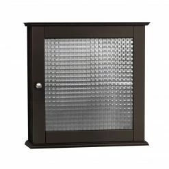 TeamsonUS Teamson Home Chesterfield Removable Wooden Medicine Cabinet With Waffle Glass Door, Espresso