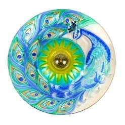 TeamsonUS Teamson Home 18 Inch Solar Glass Birdbath - Peacock