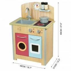 TeamsonUS New Teamson Kids Little Chef Porto Classic Wooden Kitchen Playset, Natural