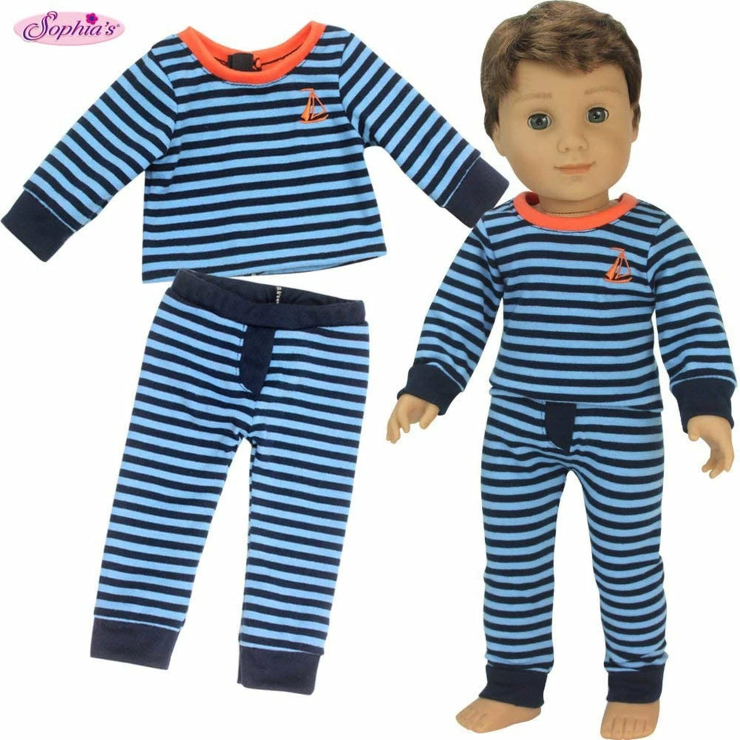 TeamsonUS Sophia's Pajama Shirt And Pants 2 Piece Set For 18" Boy Dolls Kids