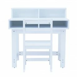 TeamsonUS New Fantasy Fields Wooden Play Writing Desk With Storage And Chair Set, White