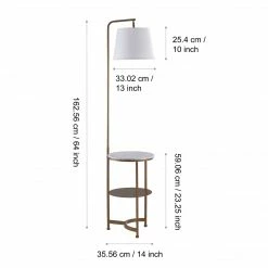 TeamsonUS Teamson Home Lilah Floor Lamp With Faux Marble Tray Table And Built-In USB Port, White/Brass