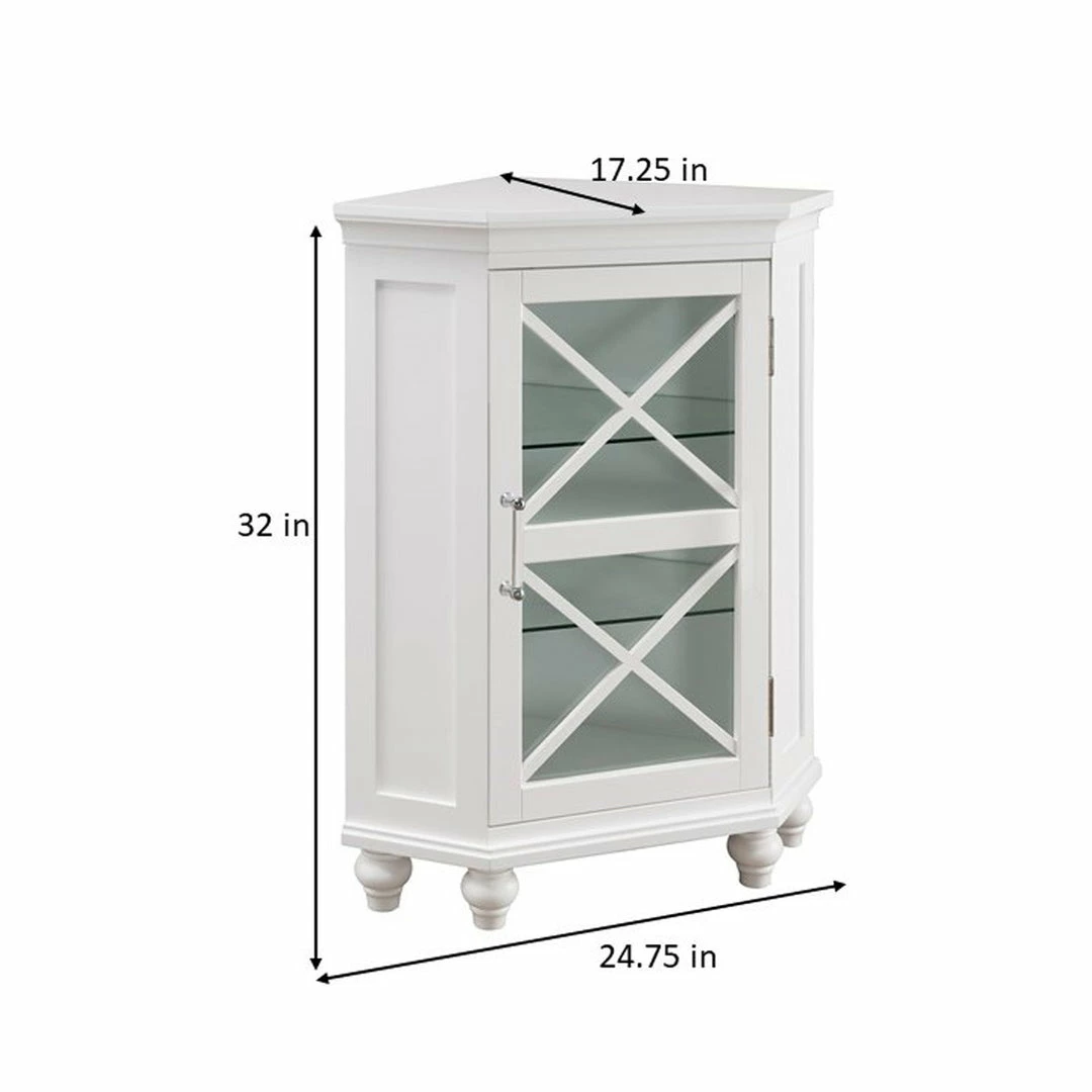 TeamsonUS Teamson Home Blue Ridge Corner Wooden Floor Cabinet With Adjustable Shelves, White