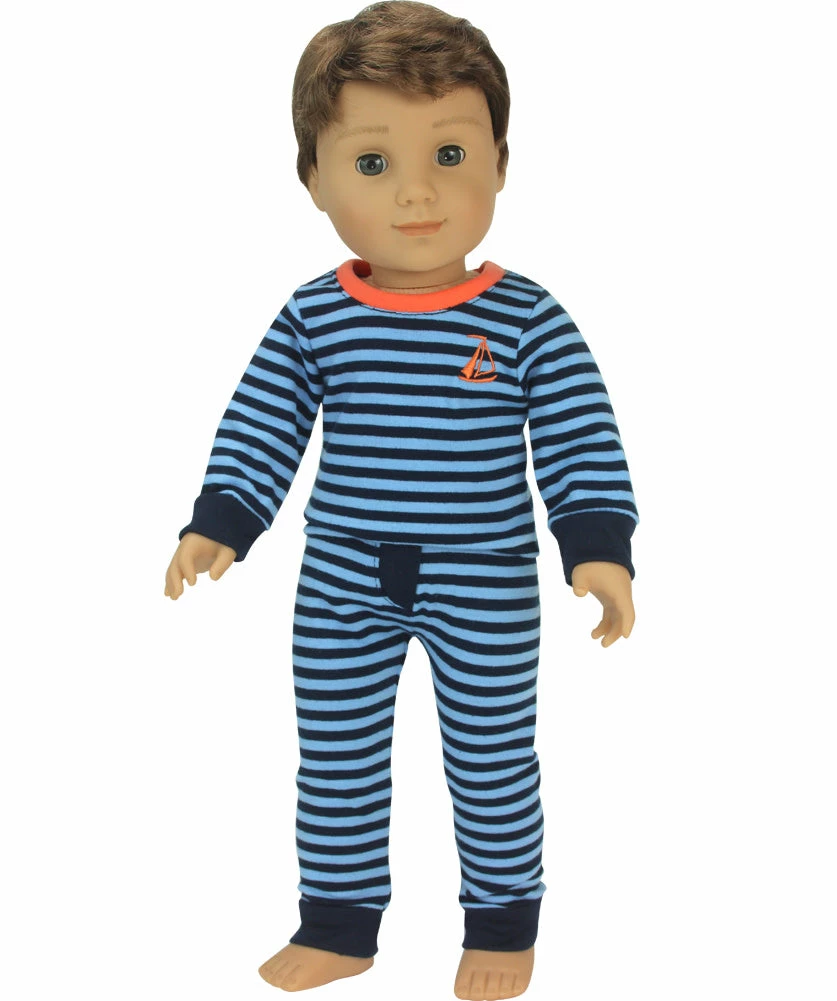 TeamsonUS Sophia's Pajama Shirt And Pants 2 Piece Set For 18" Boy Dolls Kids