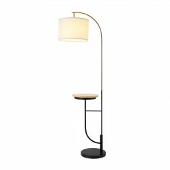 TeamsonUS Teamson Home Danna Arc 65" Floor Lamp With Table And USB Port, White