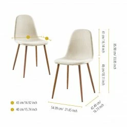 TeamsonUS Teamson Home Minimalist Dining Chair With Wood Grain Metal Legs, Set Of 2, Natural/White