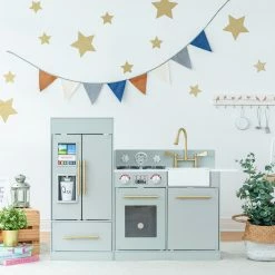 TeamsonUS Teamson Kids - Little Chef Chelsea Modern Play Kitchen - Silver Grey / Gold