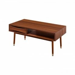 TeamsonUS Teamson Home Dawson Modern Wooden Coffee Table With Storage, Walnut