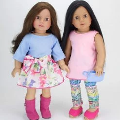 TeamsonUS Kids Sophia's 9 Piece Spring Wardrobe Mix And Match Set With Accessories For 18" Dolls, Pink/Blue