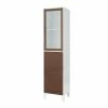 TeamsonUS Teamson Home Tyler Modern Wooden Linen Tower Tall Storage Cabinet With Two Doors, Walnut/White
