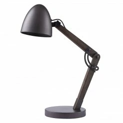 TeamsonUS Teamson Home Lexi Modern Reading Table Lamp With Black Shade And Brushed Steel Finish